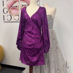 One 33 Social purple sequin dress sz 10